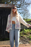 Cheese cloth floral embroidered kimono