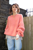 Ruffle sleeve coral jumper