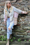 Speckle knit striped cardigan