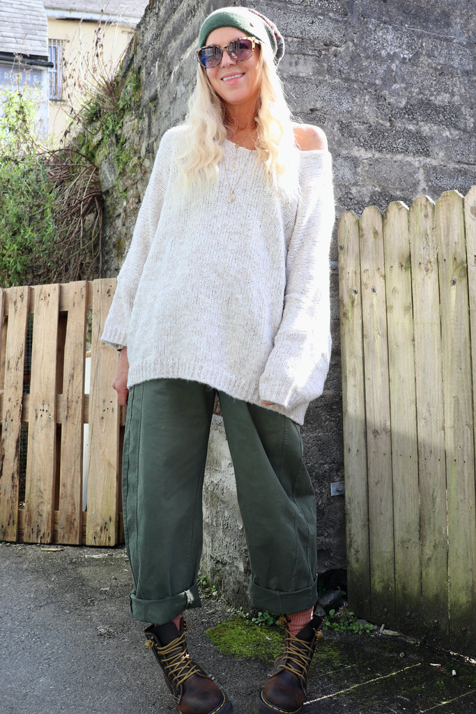V neck knit jumper (Oatmeal)