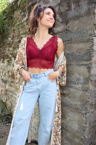 Lace balcony bralette (Burgandy)