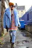 Fluffy periwinkle biker jacket