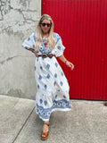 Floral embroidered border dress