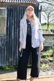 Grey blue beaded utility jacket