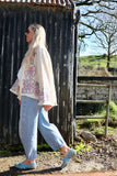 Cheese cloth floral embroidered kimono