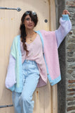 Colour block cardigan with buttons
