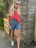 Open knit tank top (Raspberry)