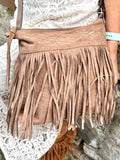 Fringe faux suede handbag (Light Brown)