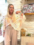 Light pink  flower crochet cardigan