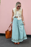Diamond printed cotton trousers