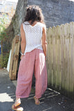 Pink linen balloon trousers