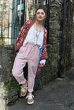 Paper bag waist cord trousers (Pink)