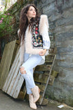 Embroidered fur lined gilet