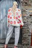 Pink floral crochet cardigan