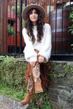 Embroidered western boots (Camel)
