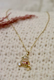 Gem stone robin necklace (Gold)