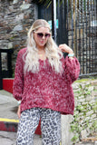 Speckle knit burgundy jumper