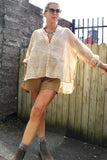 Tan check blouse