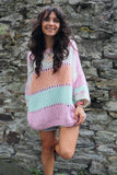 Coral striped open knit jumper