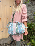 Patchwork mini duffle bag (Blue)