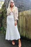 Pearl sequin and velvet midi skirt