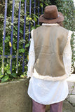 Embroidered shearling lined gilet