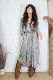 Faded floral sage green dress