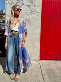Floral border kimono dress