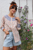 Ditsy floral frill trim blouse