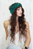 Velvet pearl headband (Khaki)
