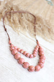 Pink beaded layered necklace