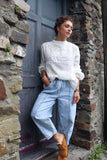 White embroidered and beaded blouse