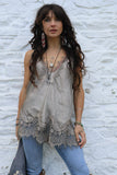 Silky lace trim cami (Taupe)