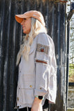 Grey blue beaded utility jacket