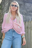 Ruffle sleeve knot detail jumper (Pink)