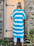 Long stripe knit cardigan