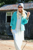 Teal quilted cotton jacket