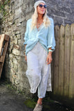 Ruffle sleeve knot detail jumper (Blue)
