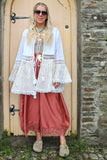Embroidered crochet trim tiered kimono