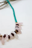 Turquoise and pink stone beaded necklace