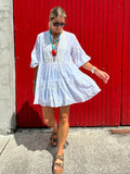 Embellished balloon sleeve tunic