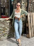 Open knit cardigan (Khaki)