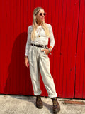 High waisted cream cords