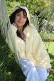 Butter yellow fluffy hooded cardigan