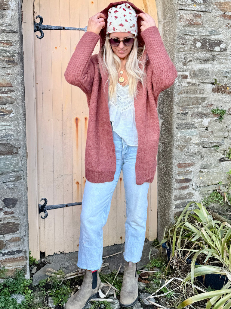 Rust hooded cardigan