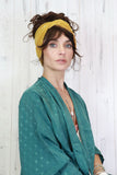 Velvet pearl headband (Mustard)