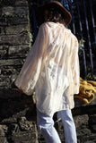 Embroidered silky peasant blouse