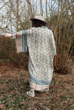 Peach border floral kimono