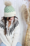 Pom Pom beanie (mint and cream)