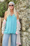 Racerback lace trim cami (Aqua)
